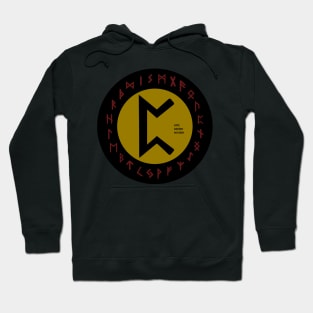 Yellow Perdhro Elder Futhark Rune Symbol Hoodie